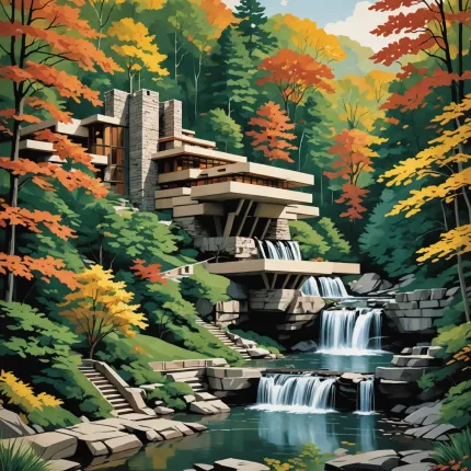 Модернизм и Ллойд Райта в Fallingwater: Симбиоз природы и архитектуры